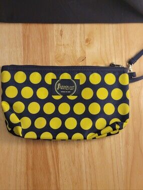 Initials, Inc. Navy Wristlet with Yellow Polka Dots
